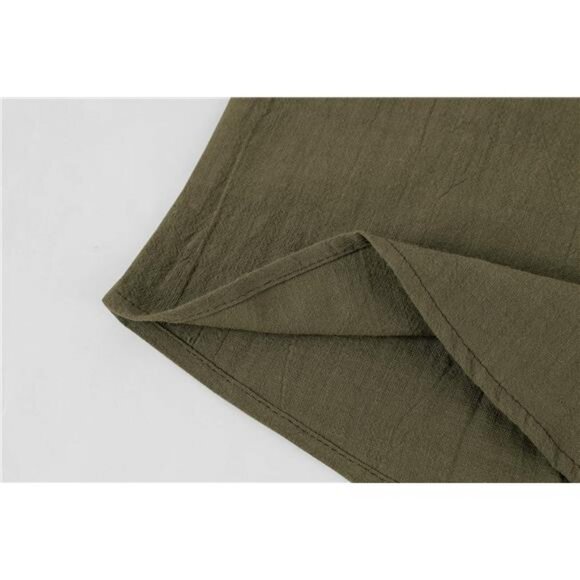 Mens Linen Shirts Casual Cotton 3/4 Sleeve Regular-Fit Henley - Picture 5 of 6